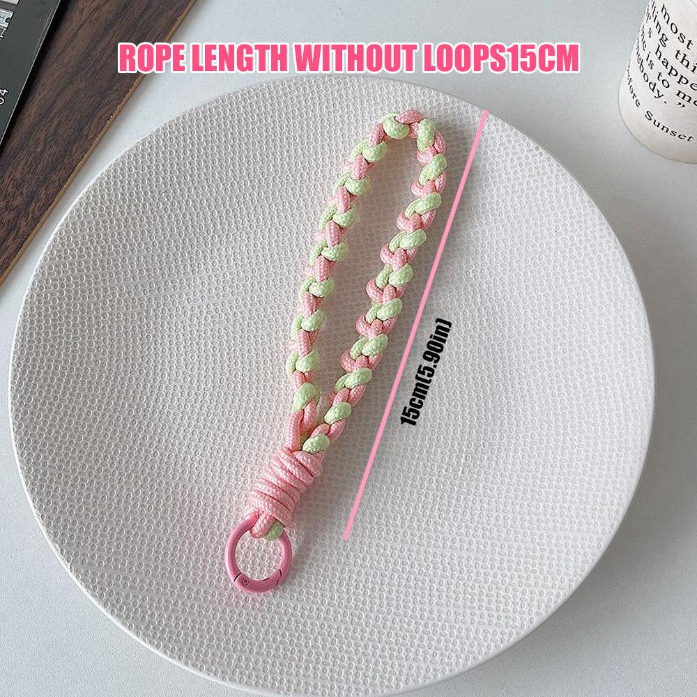 Macaron Dopamine Colored Short Strap Mobile Phone Chain with Clip Wrist Strap Keychain Wallet Lanyard