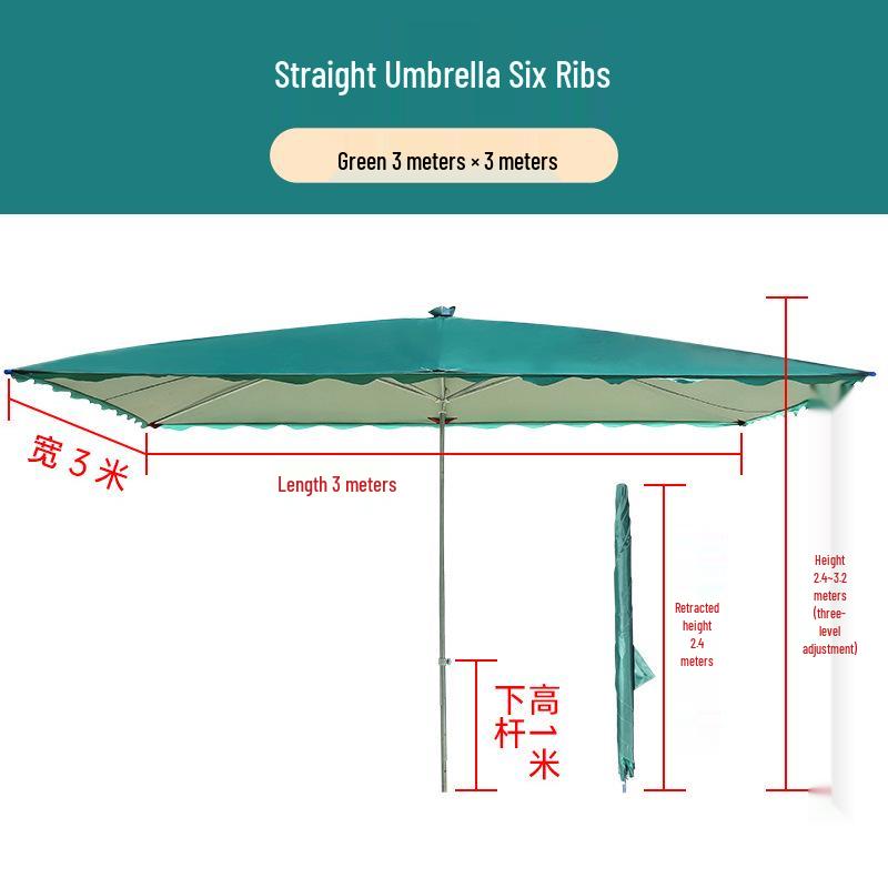Large Rectangular Folding Patio Umbrella with Canopy Sun Protection