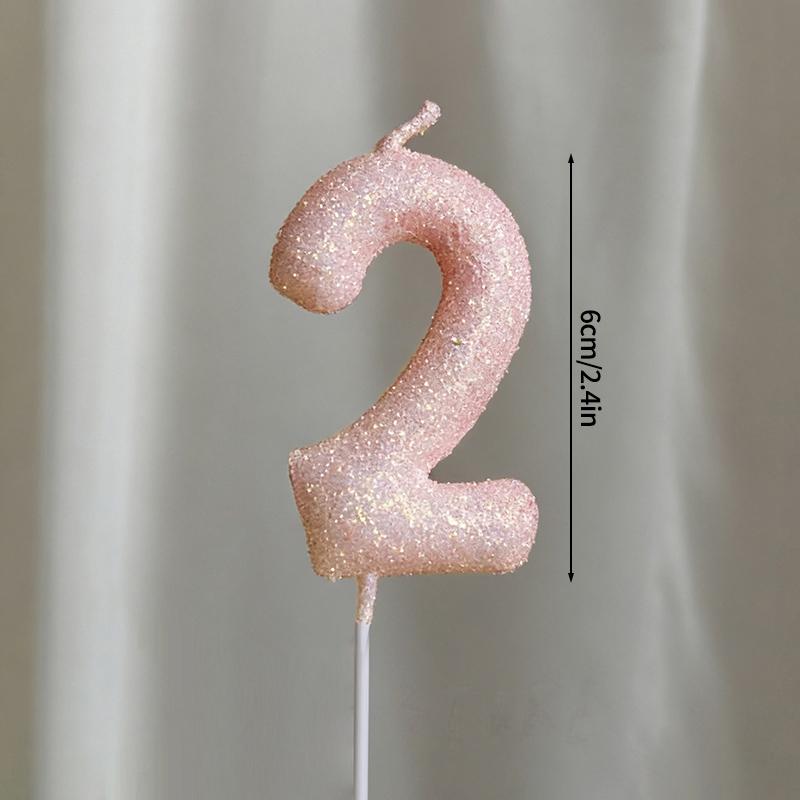 Pink Crown Candle Birthday 0-9 Number Cake Decoration Digital Candles Dessert Insert Decor Party Anniversary Day Cake Decor
