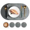 Nordic ins cowhide leather placemat two-color tableware oval dining table western food plate anti-scalding heat insulation pad waterproof