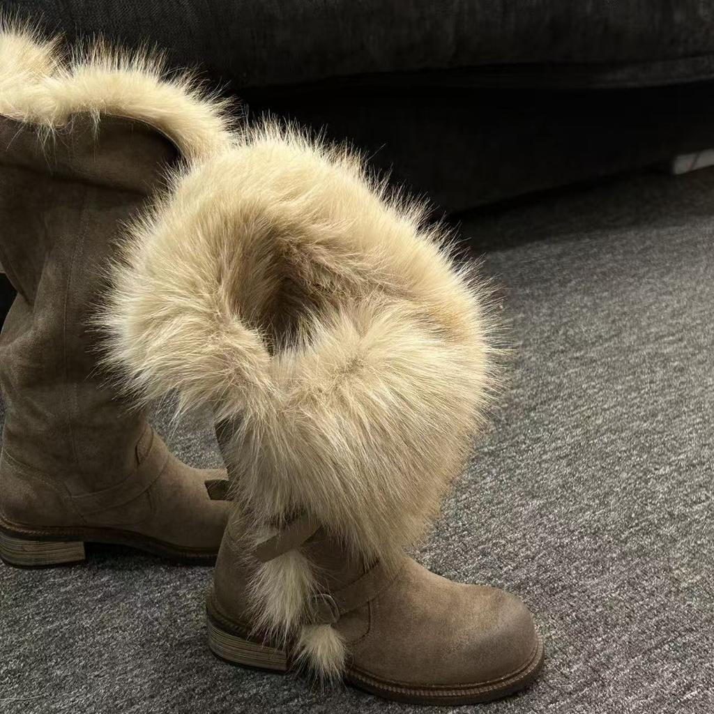 Shoe Utopia 2025 Winter Russian Tall Puckle Thick Fleece Fashion Warm Snow Boots
