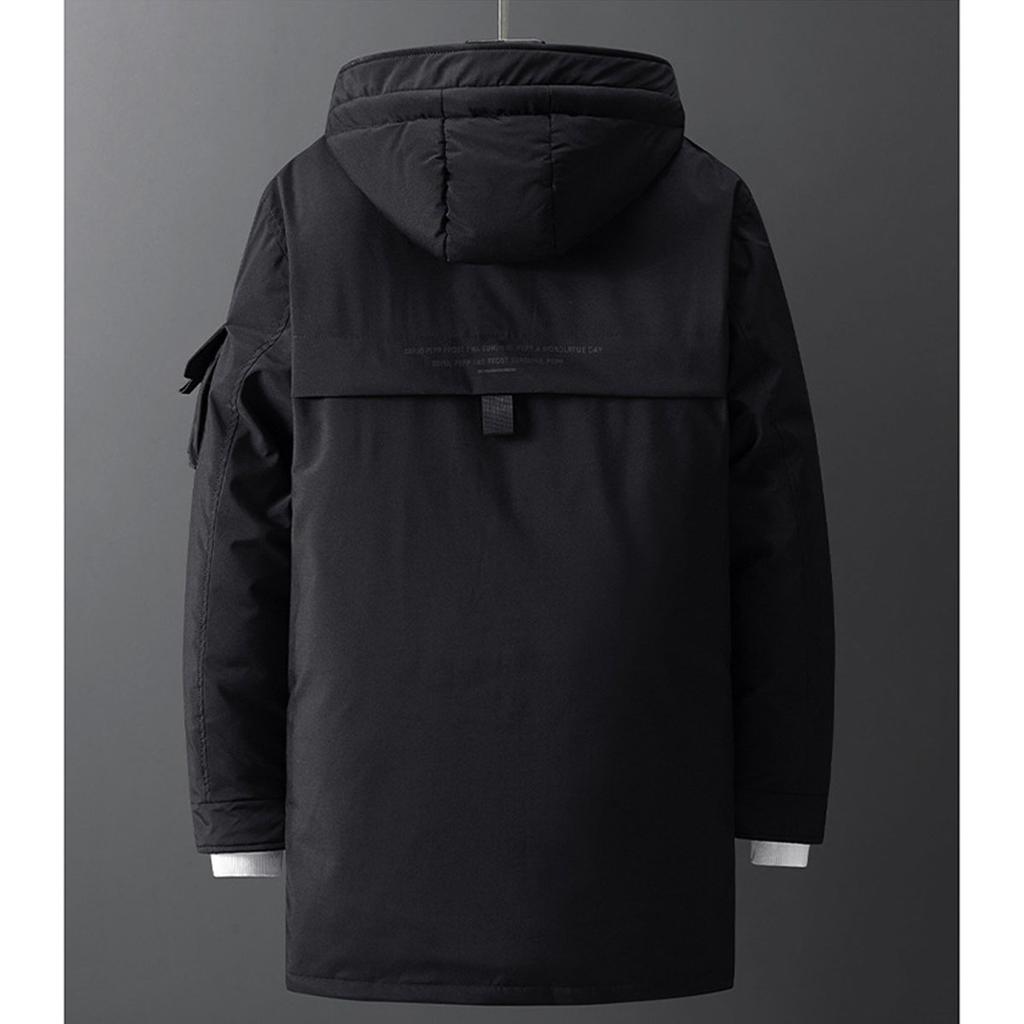 Winterverdickte Daunenjacke für Herren, einfarbig, schmal, lässig, Übergröße, Arbeitskleidung, warme Jugendjacke