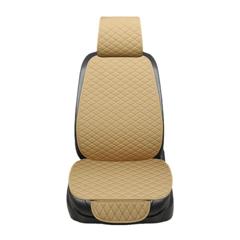 Universal Leather Car Seat Cushion Set with Backrest, Tie-Free Design, Four Seasons Use