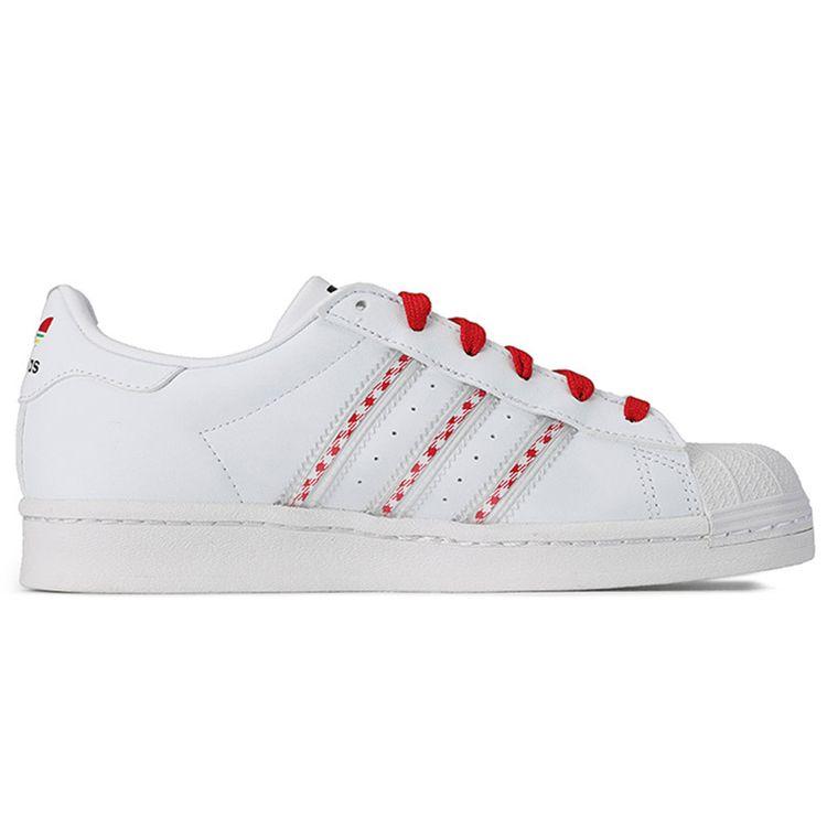 Adidas Originals Superstar Durable Lightweight Low-Top Skate Shoes Unisex Sneakers White Red Black FZ2822