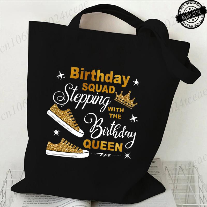 Birthday Squad Stepping with The Birthday Queen Design Womens TShirtsSquad Birthday Shirtsshort Sleeve Stepping Tee TShirts