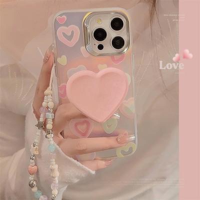 Laser Color Love Stand Suitable for Apple 16pro Max Mobile Phone Case IPhone 15 Chain 11 Hard 13