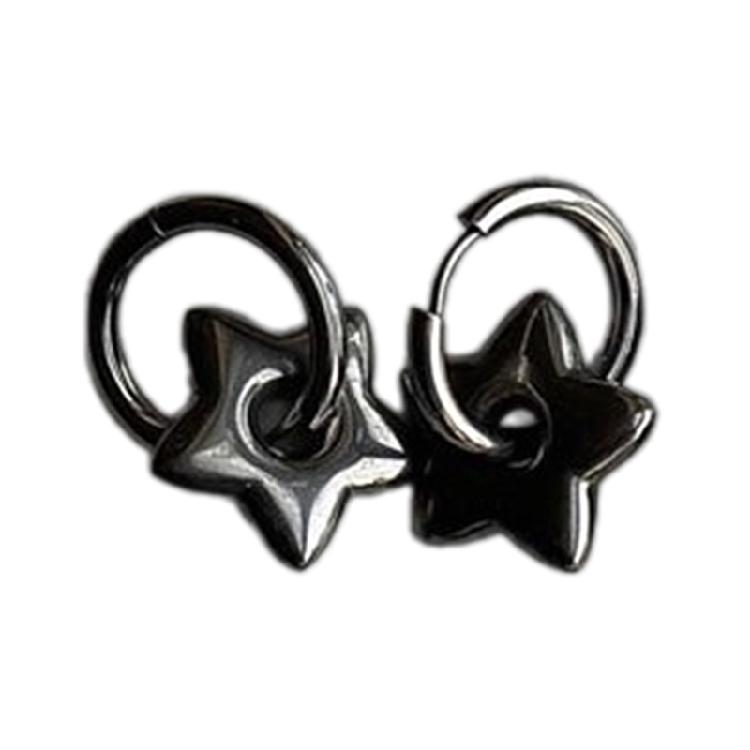 

Elegant Hoop Earrings Stainless Steel Plum Blossom/Star/Moon/Heart Ear Pendants