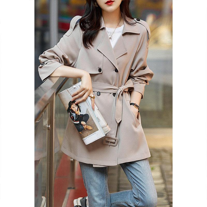Gray high-quality trench coat women's new spring short small spring thin coat trendy women's clothing