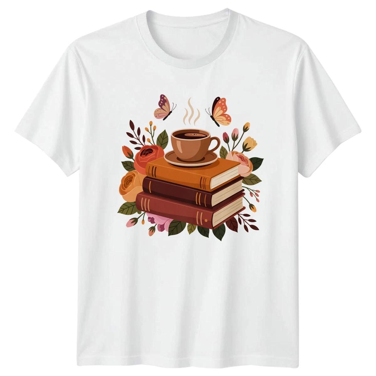Books Coffee Butterflies Reading Hobbies Mens T-Shirt Womens Graphic Tee XL