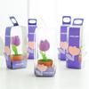 Artificial Knitted Tulips Flower Potted Hand Woven Crochet Flower Tulips Plant Desktop Ornament Home Decorations