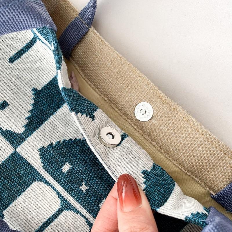 Women's Bag Simple Pure Linen Fashion Portable Magnetic Buckle Single Shoulder Bag Rabbit Bag