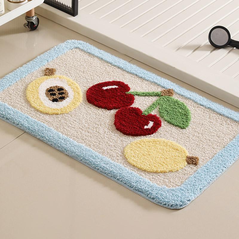 Fruit Flocking Bathroom Floor Mat High-low Velvet Floor Mat Household Bathroom Bathtub Bathroom Carpet Toilet Floor Mat Home