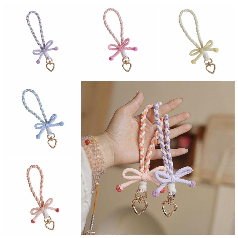 

Anti-lost Heart Mobile Phone Chain Handmade Weaving Phone Wrist Strap DIY Decor помаранчевий