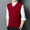 100% Wool V-Neck Knit Sweater Vest - Autumn 2025 Business Casual for Middle-aged Men
