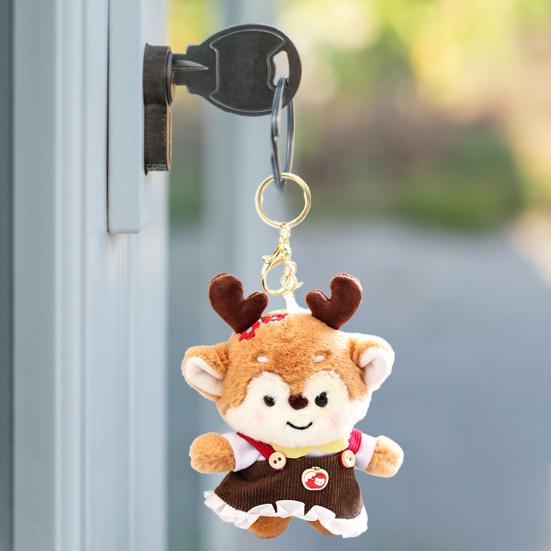 Cute Deer Plush Keychain Soft Stuffed Animal Pendant for Bags & Backpacks Cartoon Bag Key Accessory for Kids Deer Lovers