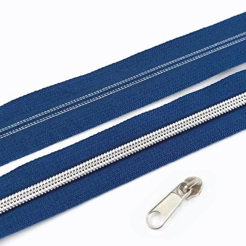 3/5/10M 5# Nylon Zipper Tape with Slider Bags Clothes Repair Zippers Plastic Coil Zip DIY Garment Replace Sewing Accessories