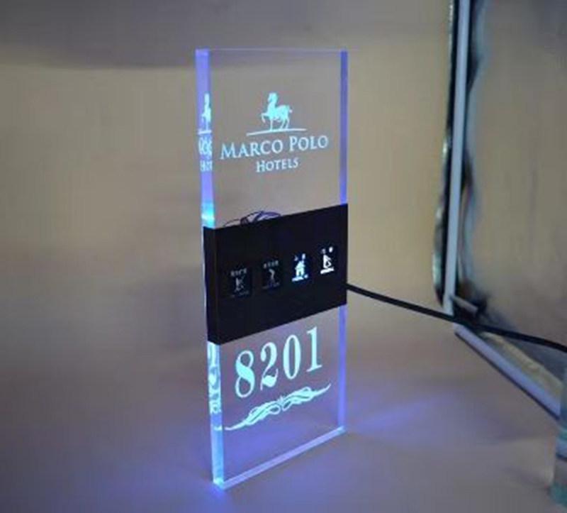 Guesthouse Hotel LED Touch Door Plate with Room Number & Doorbell Display 34x14cm