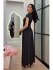 2026 Polka Dot Short Sleeve High Neck Slim Fit Elegant Long Dress for Women