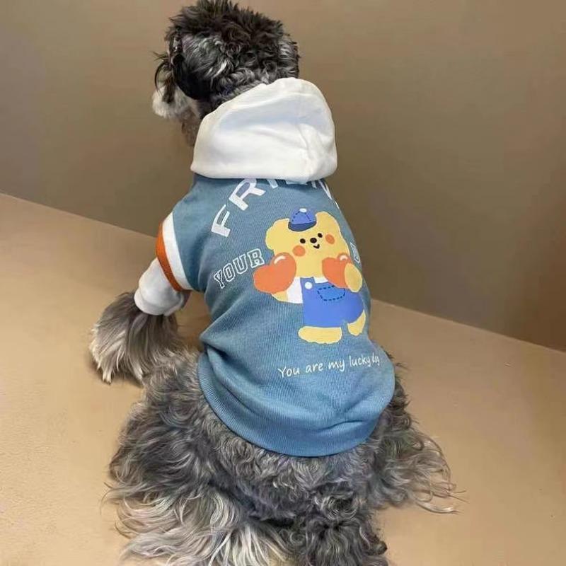 Dog clothes Spring and autumn spring warm cat Teddy Pomeranian Schnauzer with hat fake two-piece two-legged sweater