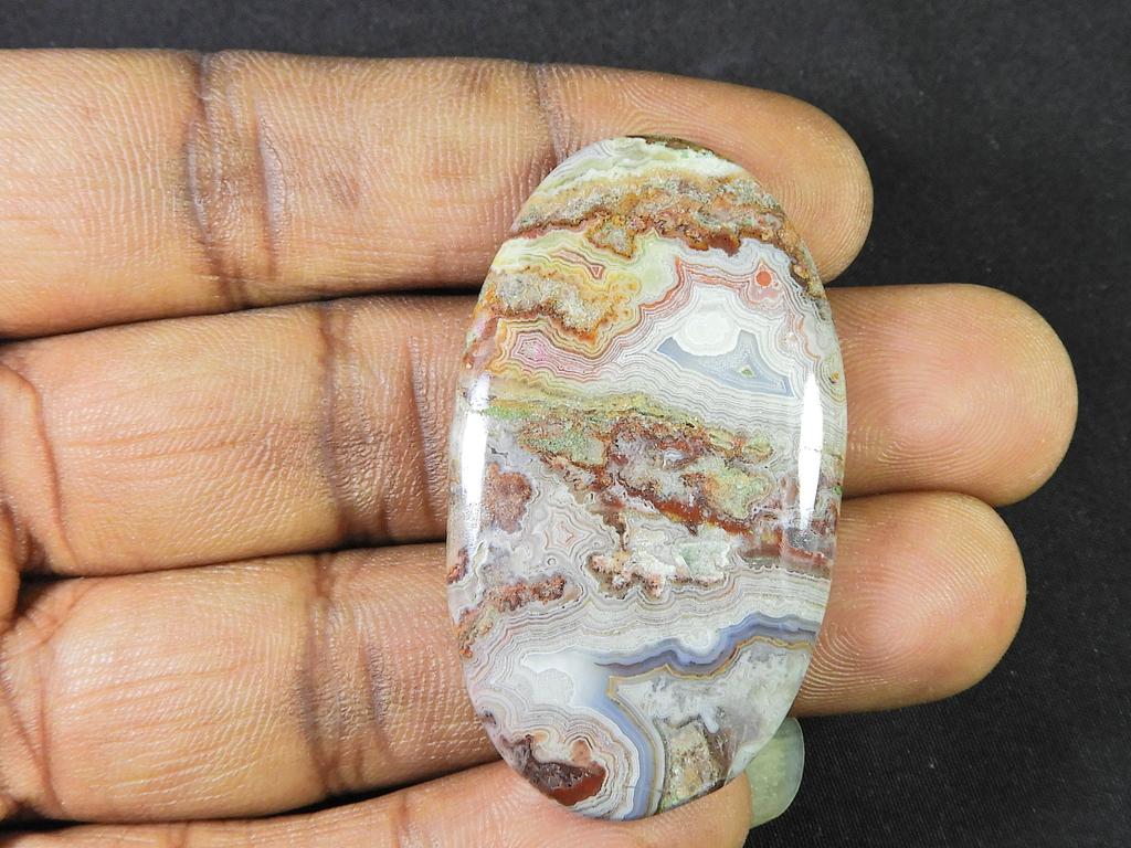 Natural Crazy Lace Agate Oval Cabochon Jewelry Making Stone 28X49X06 MM SK-850