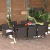 9 Pcs Garden Dining Set and Cushions Poly Rattan Brown