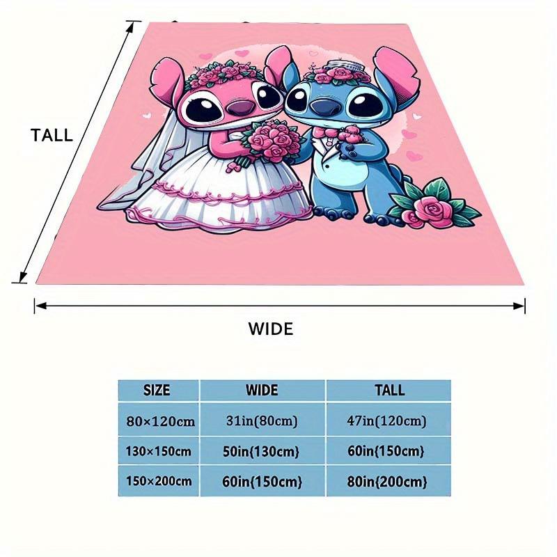 1pc Stitch Printing Blanket - Soft, All-Season Throw for Living Room, Bedroom,Personalized Gift with Adorable Cartoon Design