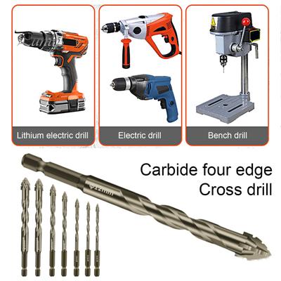Four-Edged Serrated Eccentric Drill Bit Set High Hardness Rustproof Simple Installation Multifunction Skewed Head Drill Bit Set