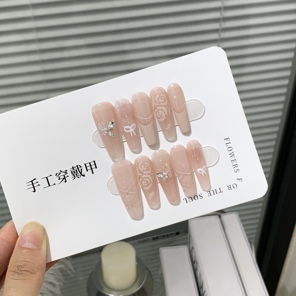 Fresh Peach Butterfly Small Diamond Advanced Hand-painted Nanke Yimeng Removable