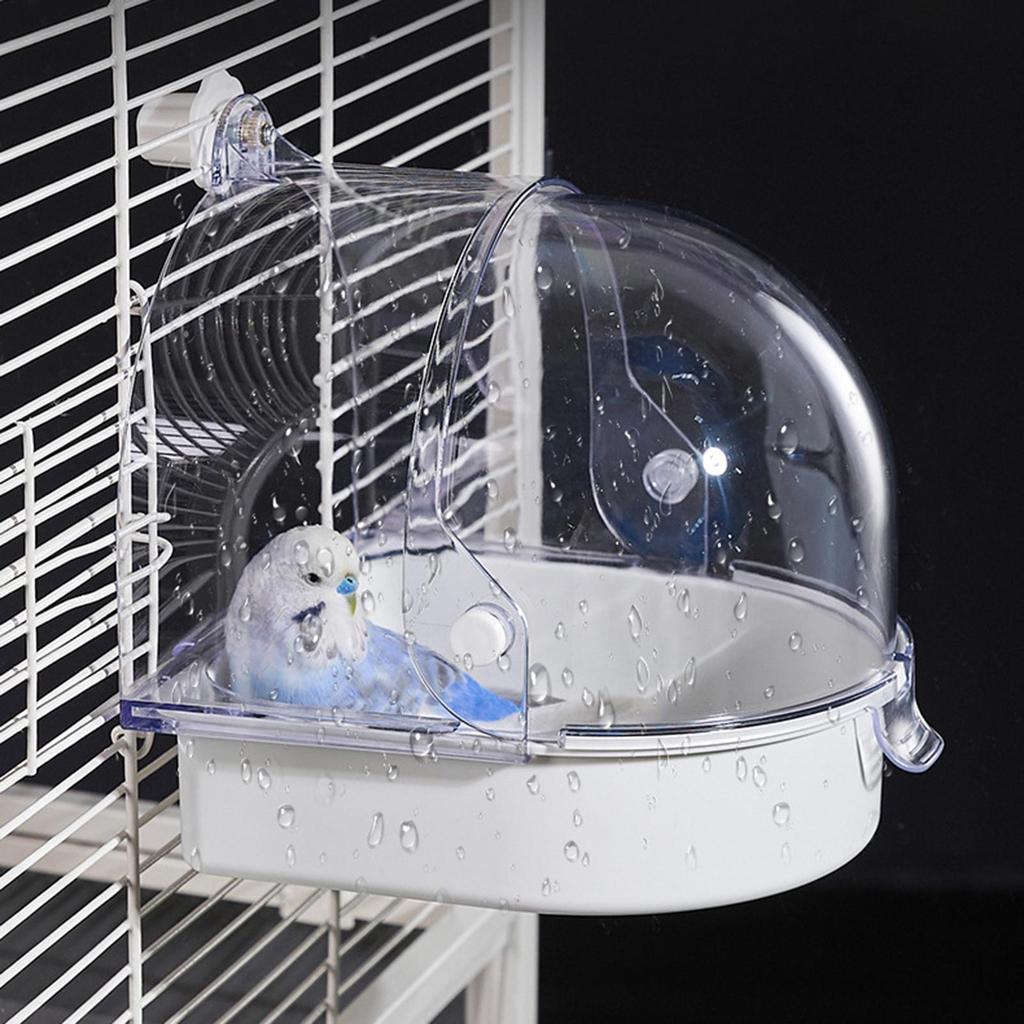 Clear Hanging Bird Bath Splashproof Bath Shower Bird food bowl Space Saving Design Bird Cage Accessories
