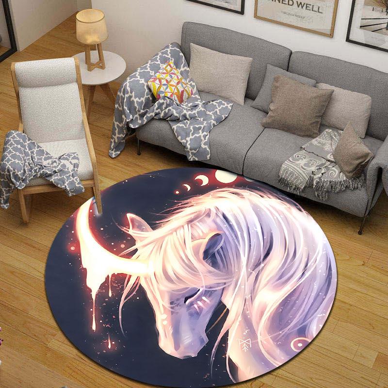 Luxury Round Gothic Multicolor Rug Mat, Non-Slip Floor Mat for Family Room