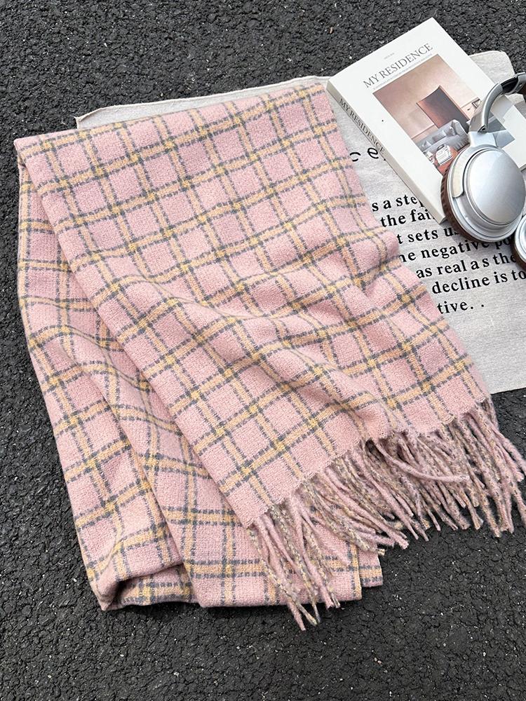 Autumn Winter Women Imitation Cashmere Knitted Scarf Lady Men Casual Plaid Tassel Soft Scarve Wrap Shawl Femme Male Unisex New