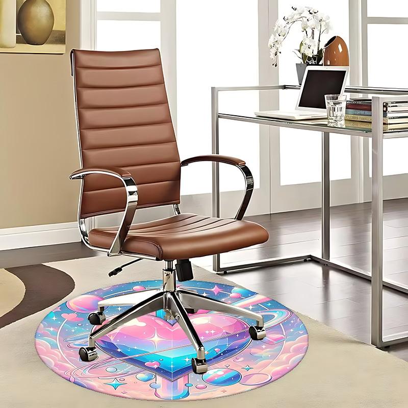 

1pc Girly Galaxy Heart Round Carpet Office Chair Mat, Anime Design, Festival Gift, Universal for Home Decor, Living Room, Bedroom 80cm