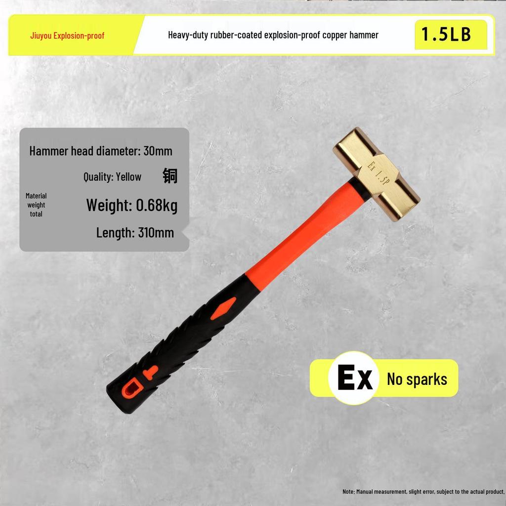 Explosion-Proof Non-Sparking Brass Sledgehammer - Octagonal Copper Alloy, 2lb, 4lb, 8lb Options