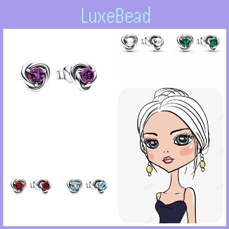 Women's Birthstone Earrings Panjia Pandora S925 Silver Eternal Round Shape Fashionable Jewelry