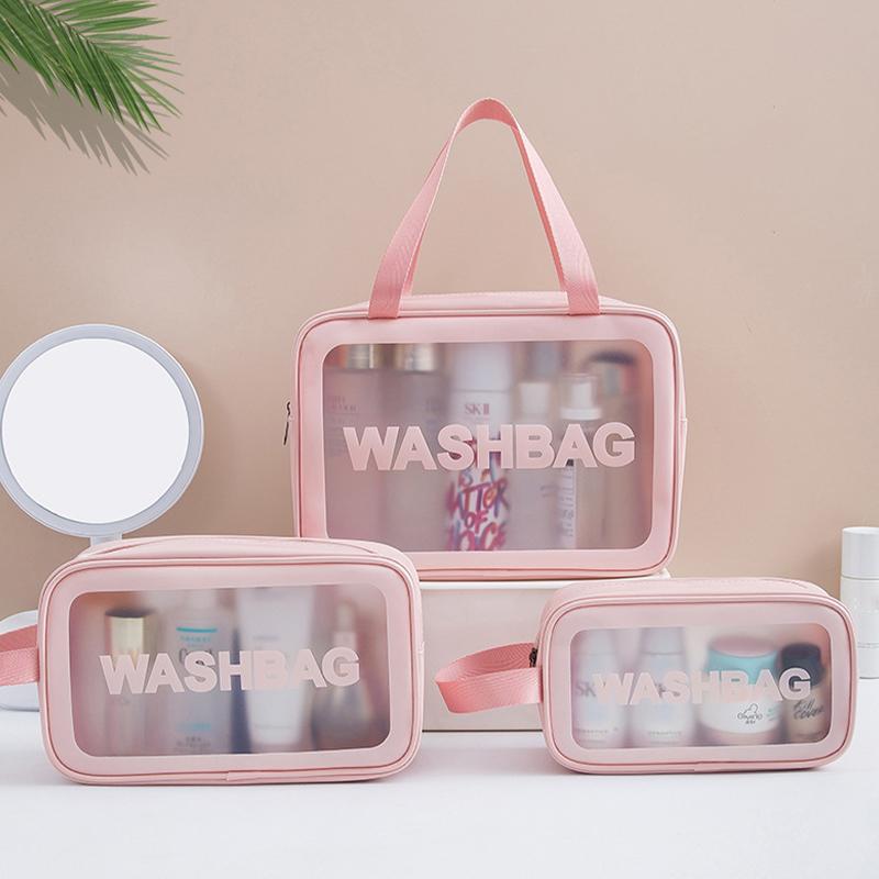 Women'S Travel Waterproof Cosmetic Bag Transparent Shower And Pool Bag Cosmetic Organizer Vanity Case