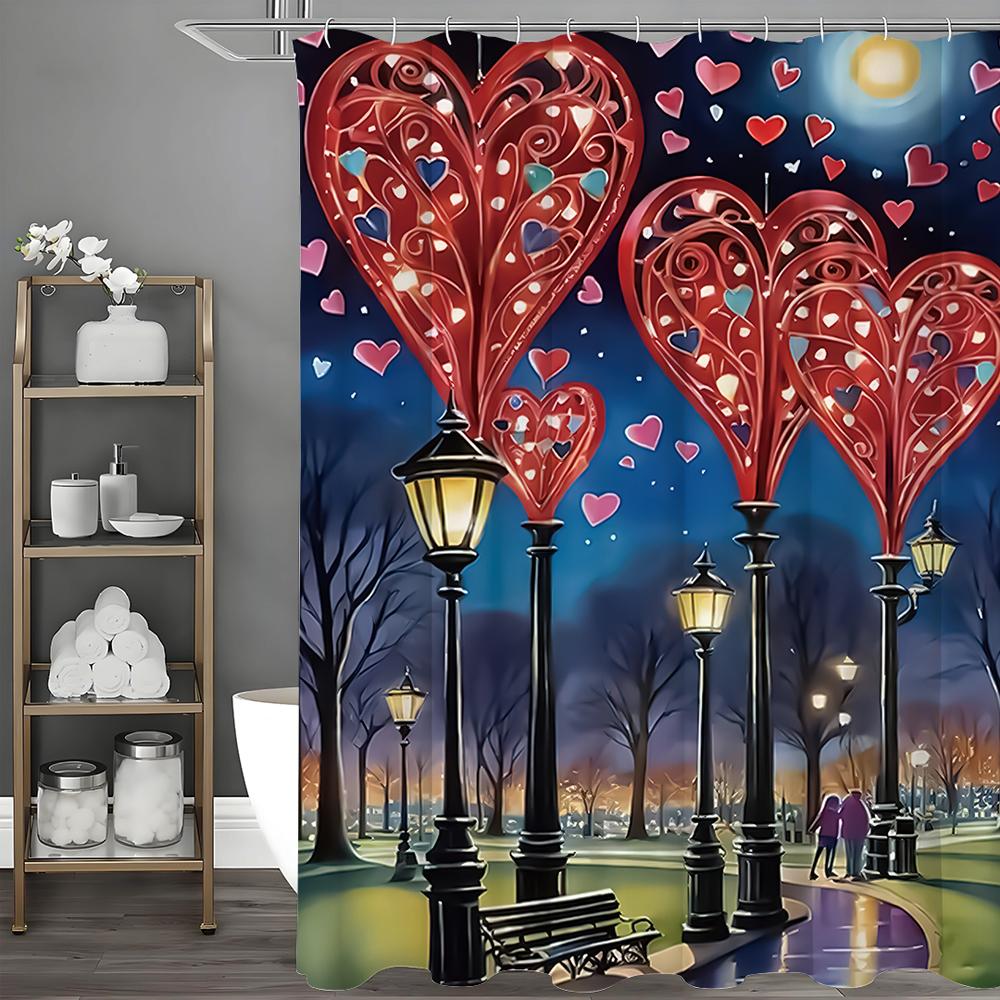 

День святого Валентина любовь уличный фонарь занавеска для душа, украшение для ванной занавеска для душа, водонепроницаемая занавеска для душа с крючками 90*180cm
