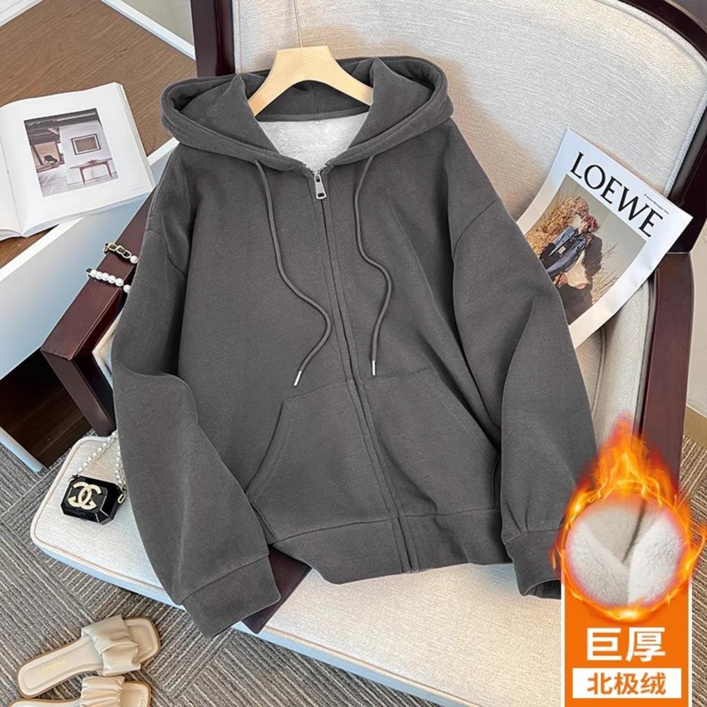 Damen Kapuzenpullover, Modisch, Mit Fleece gefüttert, Dicke Sweatjacke