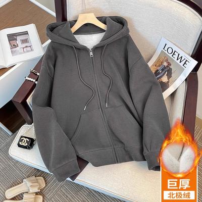 Women's Hooded Sweatshirt, Fashionable, Fleece-lined, Thick Sweatshirt Jacket