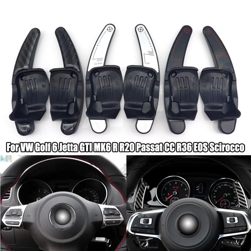 2Pcs For VW CC Golf 6 Passat B6 Jetta MK5 Car Steering Wheel Shifter Paddle Extensions ABS Blade Black Silver Auto Part