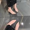 Fashion Autumn New Coarse Heel Shoes Women's Fashion Pointy Shallow Mouth Non-slip and Wear-resistant Slip-on High Heels