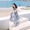 2025 Women's Early Spring Bohemian Ink Print Beach Dress