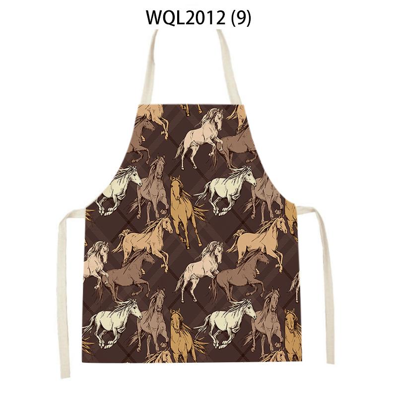 Retro Equestrian Kitchen Aprons for Women Men Linen Baking Bibs Household Cleaning Pinafore Animal Horse Home Cooking Apron