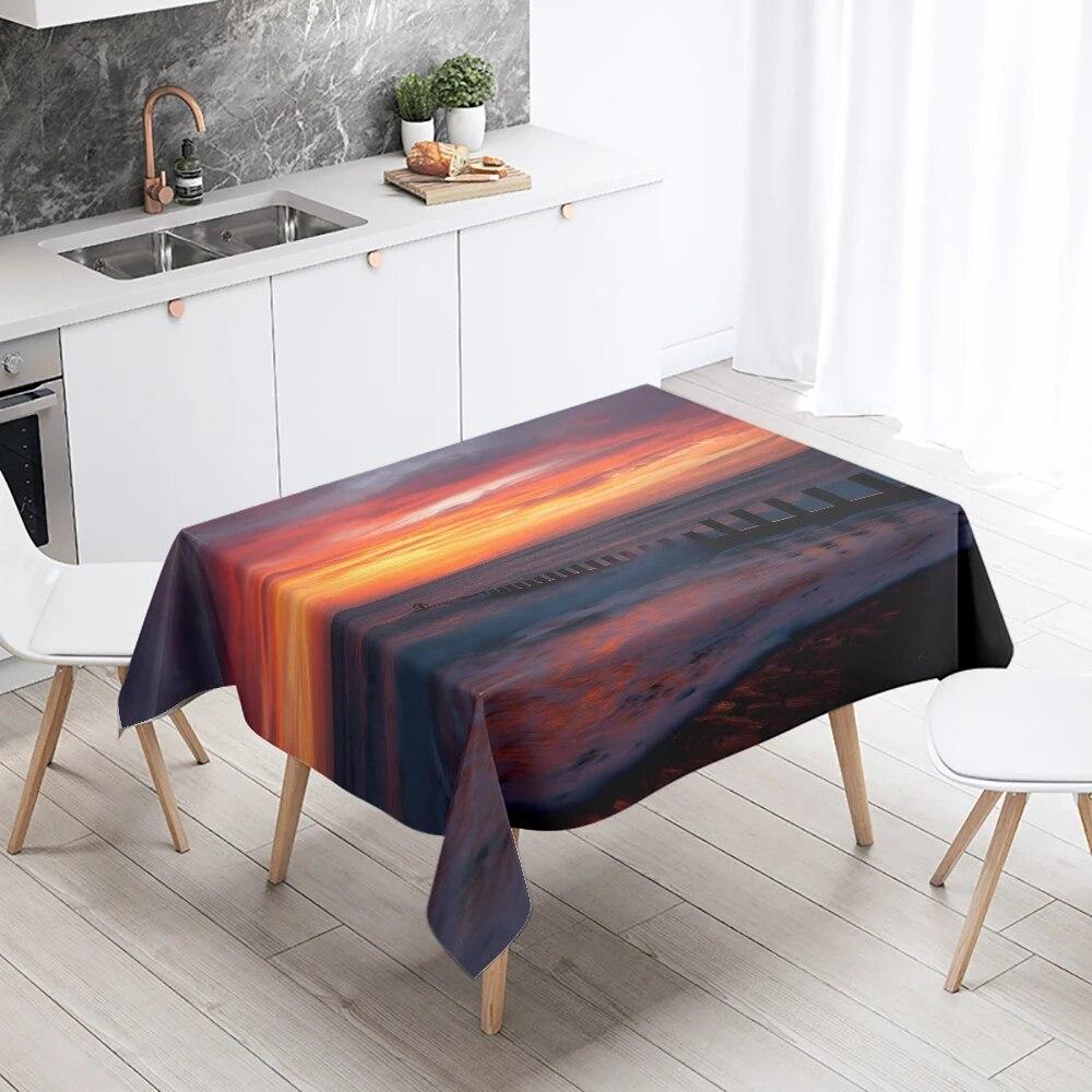 Beautiful Natural Scenery Printed Tablecloth Stain Resistant Waterproof Outdoor Camping  Kitchen Table Home Decor
