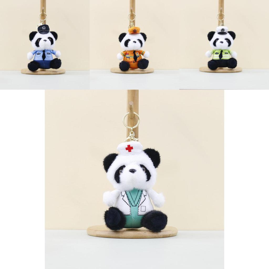 Panda Stuffed Lovely Animal With Short Fur Ideal For Bag Accessories And Fun Playtime