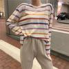 Women's Contrast Stripe Long-Sleeve T-Shirt - Autumn 2025 Korean Loose Casual Style
