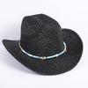 Popular European and American classic western denim straw hat, men's and women's fashion outdoor sunscreen sequined straw hat