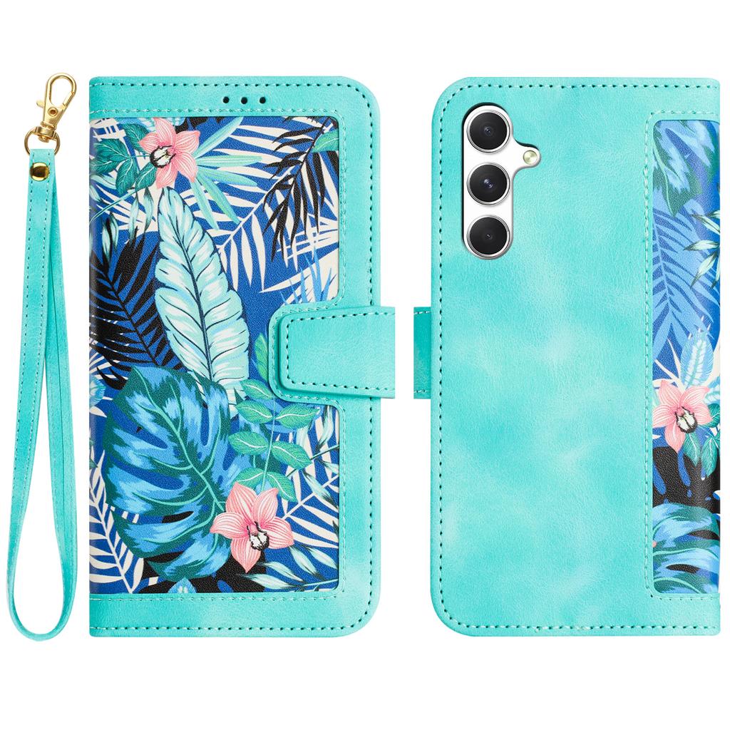 For Samsung Galaxy A56 5G Case PU Leather Floral Phone Cover with Card Slots