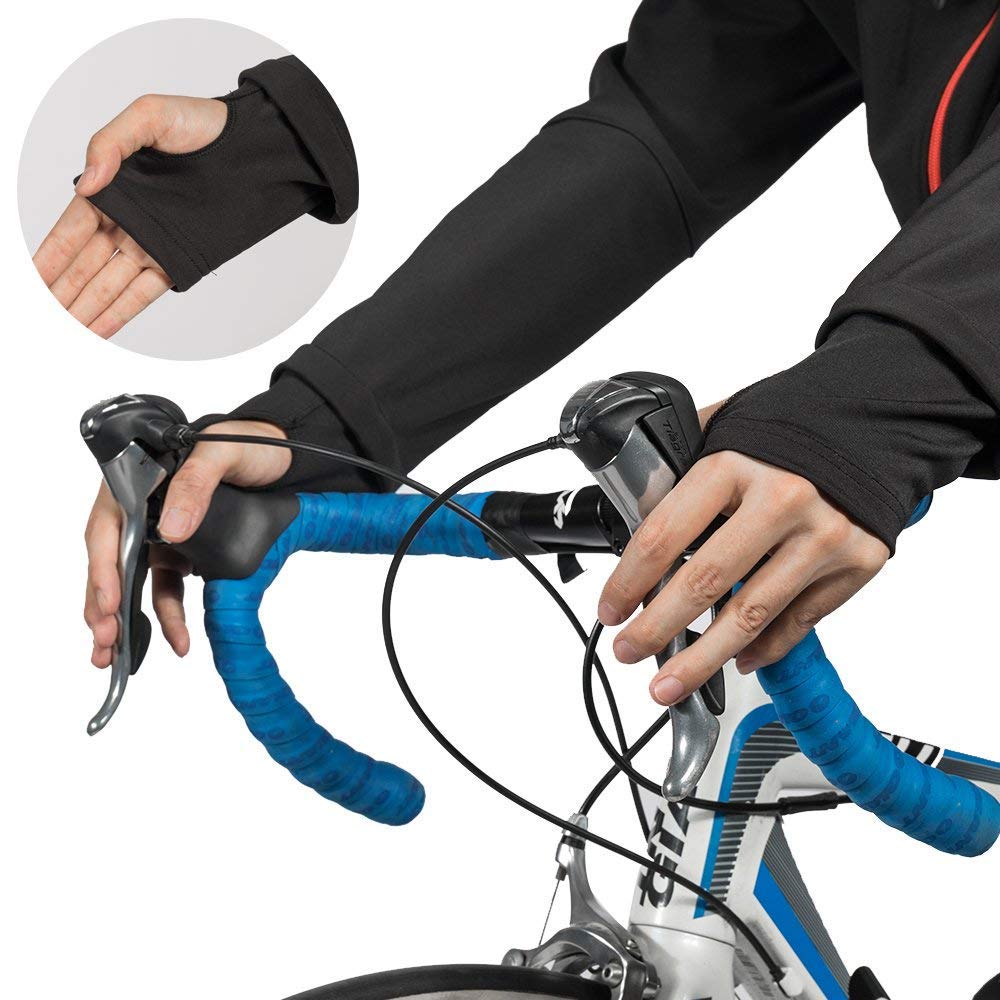 ROCKBROS Winter Cycling Cold Weather Cycling Long for and Running Men's Jacket, Windbreaker, Jersey, Sleeve, Windproof, Fleece-Lined, Cycling,