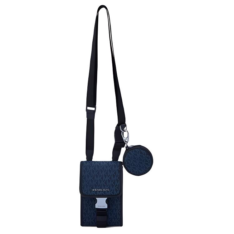 Michael Kors MK Cooper Monogram Print Trendy Shoulder Bag Men Shoulder Bag Navy-Blue 37U2LGFC3B-502 Basic Set (Bag+Dust Bag)