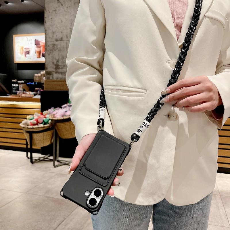 Lanyard Case For iPhone 17 16E 16 Pro Max 11 12 13 14 Pro 15 Plus X Max Shockproof Card Slot Holder Crossbody Strap Cover